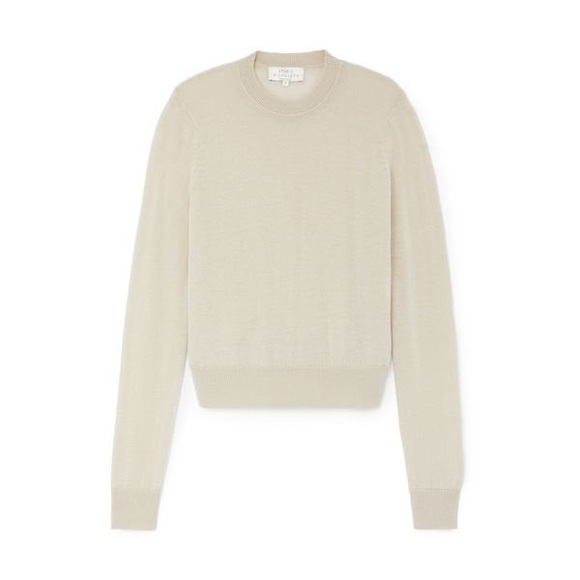 STUDIO NICHOLSON Washed Extra Fine Merino Crew Neck Essential Sweater in Dove - Picture 8 of 8